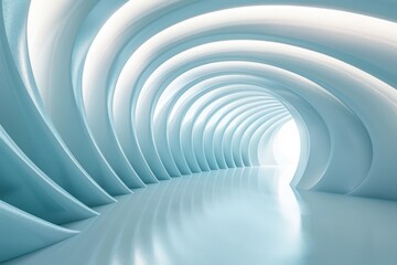 Naklejka premium Futuristic white tunnel architecture rendering with light at the end. Design and perspective concept.