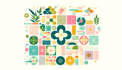 The concept of the image of a uniquely Japanese pattern.
Vector illustration.