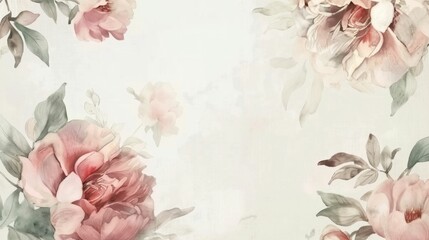 Pink flowers on white background in painting style for beauty and artistic wallpaper design