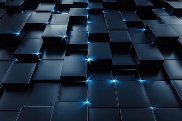Fototapeta premium Abstract background of glowing blue squares, perfect for technology, futuristic or digital design concepts