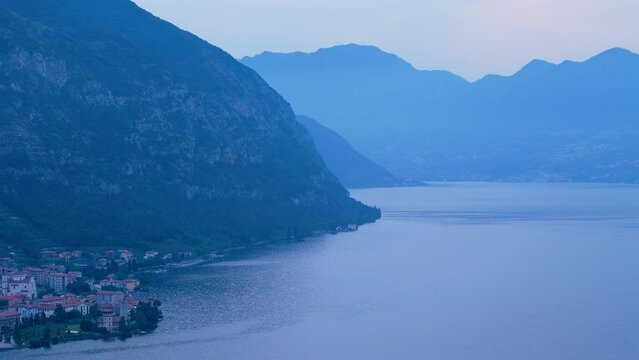 4K aerial videos of the town of Clusane located on the edge of Lake Iseo near Milan Italy taken with a drone.