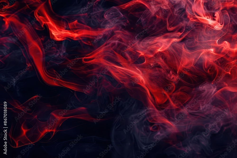 Poster dramatic fire and smoke swirling tendrils of intense red flame intertwining with billowing dark smok