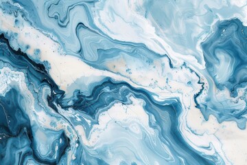 Obraz premium elegant abstract marble swirl flowing white and azure patterns subtle veining creating ethereal cloudlike effect luxurious and contemporary aesthetic