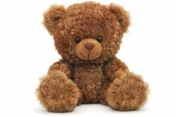 Obraz premium front view of cute brown teddy bear isolated on white childrens toy ai generated image