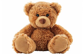 front view of cute brown teddy bear isolated on white childrens toy ai generated image