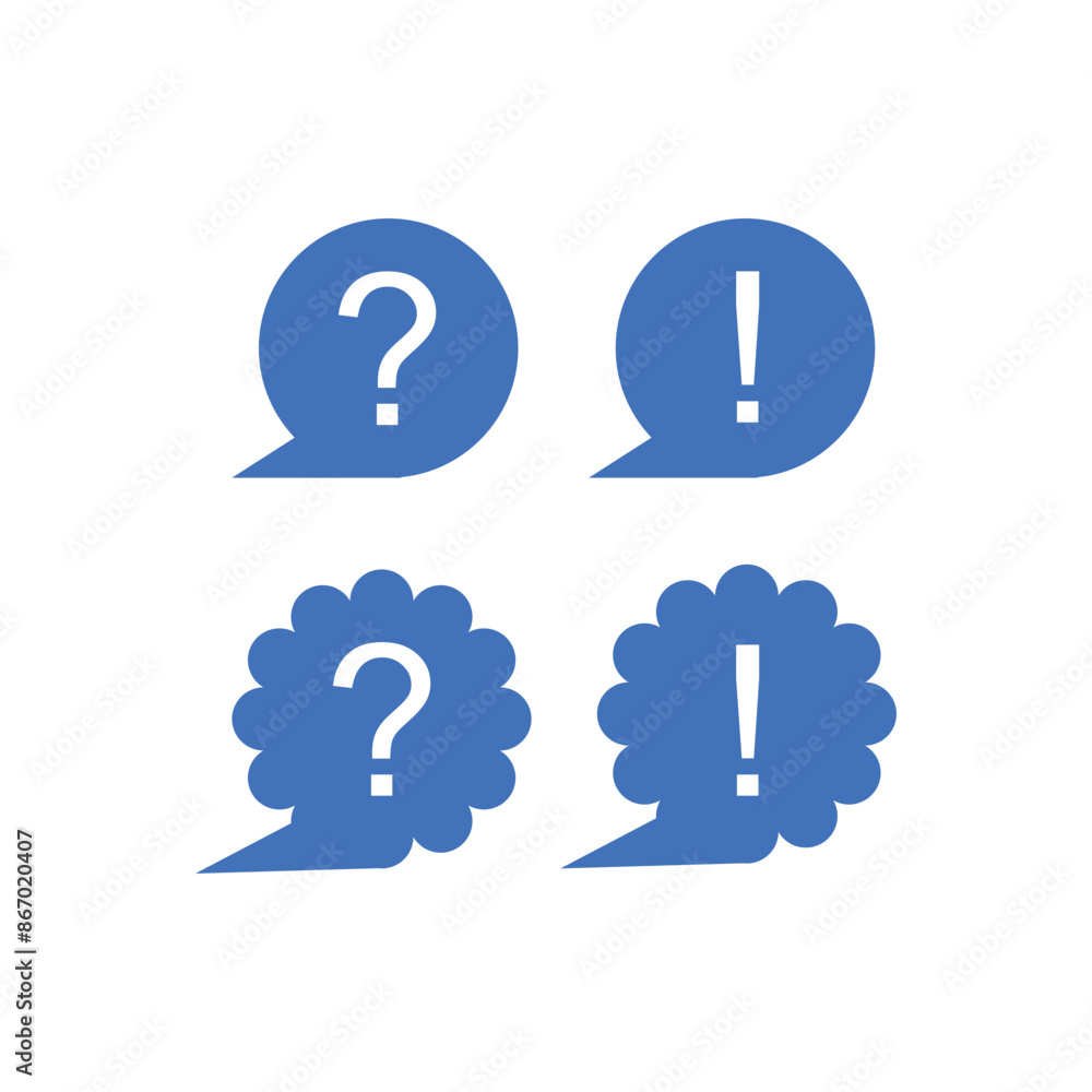 Poster question mark and exclamation mark icon. flat design style eps 10. set of bubble chat of questions c