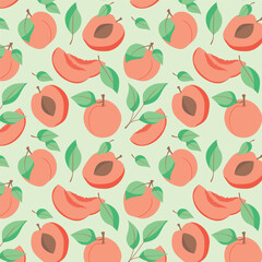 Vector seamless pattern with peaches. Trendy hand drawn textures. Modern abstract design for paper, cover, fabric, interior decor and other users.

