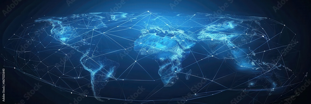 Aufkleber A minimalist world map design with highlighted routes, creating a symbolic representation of global travel and exploration. Generative AI