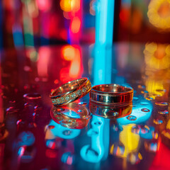 Gold Neon Wedding Bands