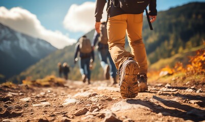 Hiking Through the Mountains on a Sunny Day