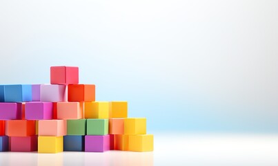 Fototapeta premium Colorful Building Blocks on a White Surface