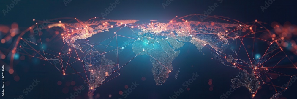 Aufkleber a simple and symbolic minimalist world map background with highlighted routes, ideal for travel agen