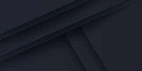 Abstract 3d background with black paper layers. Vector geometric illustration of carbon sliced shapes. Graphic design element. Minimal design. Decoration for business presentation technology