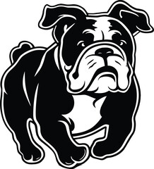 Bulldog silhouette vector black and white background