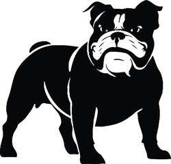 Bulldog silhouette vector black and white background