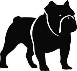 Bulldog silhouette vector black and white background