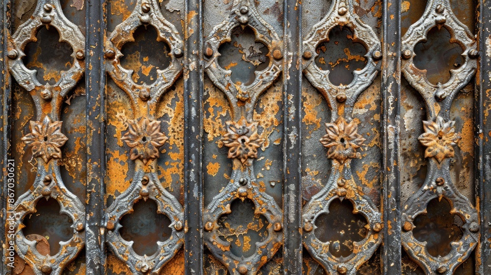 Poster texture of a patterned iron fence