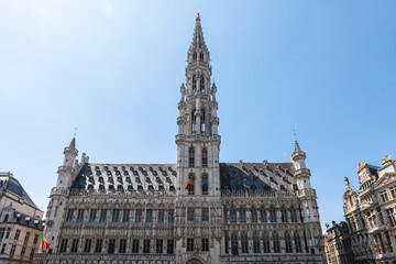Fototapeta premium Town Hall located at the central square Grand Place in Brussels in Belgium