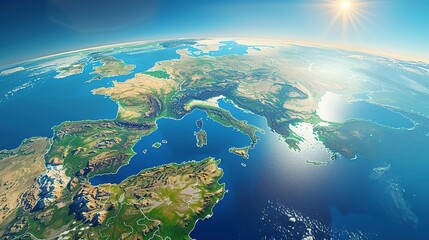 Digital world globe centered on America, illustrating global network and connectivity on Earth, data transfer, cyber technology, information exchange, and international telecommunication.