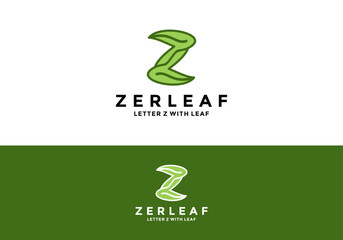 Premium vector logo combination letter Z with leaf for business agriculture or plantations background green and white	
