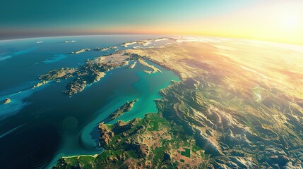 Digital world globe centered on America, illustrating global network and connectivity on Earth, data transfer, cyber technology, information exchange, and international telecommunication.