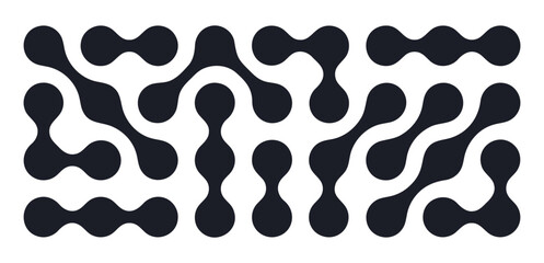 Abstract metaball backdrop. Spotted graphic design elements, connected liquid molecule figures flat vector background illustration. Metaball shapes pattern