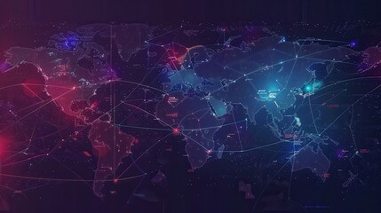 A simple and symbolic world map with highlighted routes, perfect for travel agencies and global booking services. Generative AI