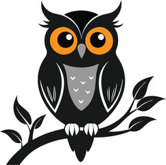 a black-and-white image of an owl on a branch