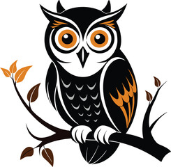 a black-and-white image of an owl on a branch