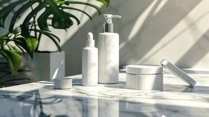 realistic cosmetic white clean bottles