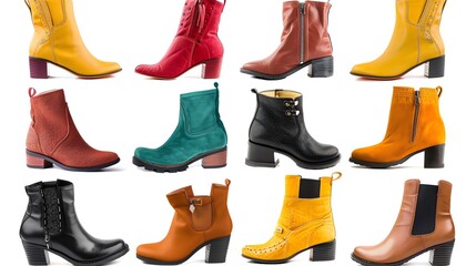 Collection of colorful boots in various patterns and designs.