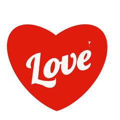 A bright red heart indicates love. It has the word love in the middle, suitable for Valentine's Day.