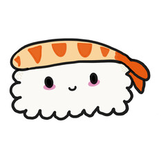 Big chushi, square, cute, chushi rice with shrimp Big shrimp, delicious to eat