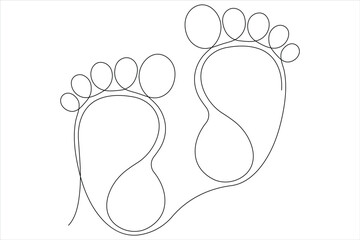 Continuous single line art drawing of human footprint icon vector illustration
