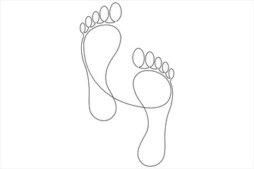 Continuous single line art drawing of human footprint icon vector illustration
