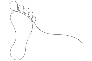 Fototapeta premium Continuous one line art drawing of human footprint vector