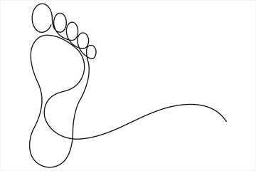 Fototapeta premium Continuous one line art drawing of human footprint vector