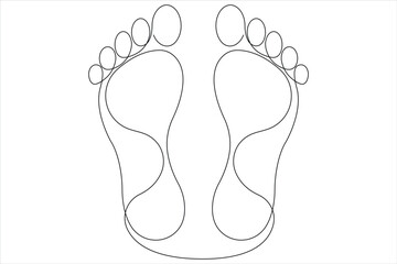 Continuous single line art drawing of human footprint icon vector illustration
