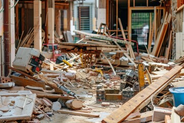 Construction Debris: A Pile of Wood and Building Materials
