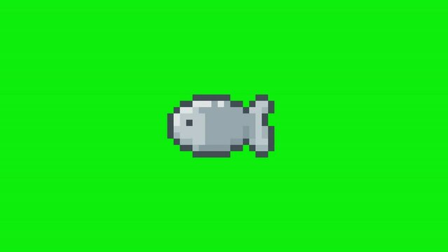 Floating fish, animal pixel art animation