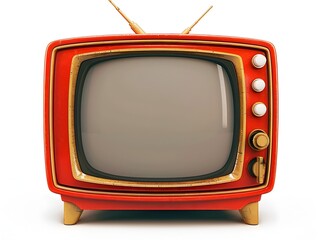 Retro Television Icon on White Background   Isolated and Detailed Concept with Copy Space