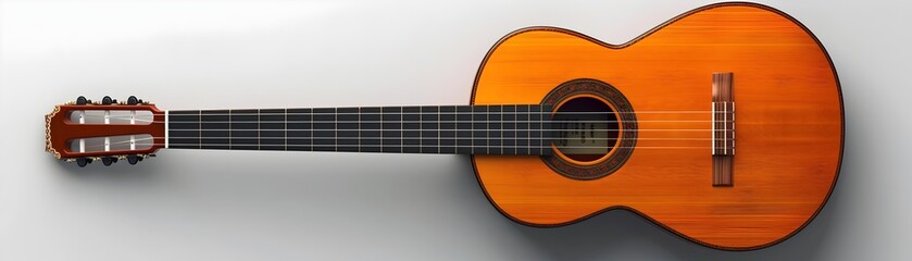 Obraz premium Classic Acoustic Guitar Icon in Detailed and Intricate Design on Isolated White Background with Copy Space