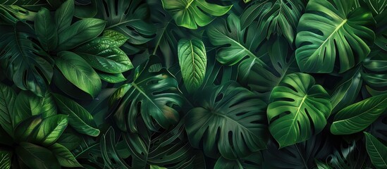 Nature Wallpaper with Tropical Leaves Texture and Floral Background for Website Banner and Advertising