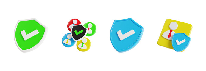 3d icon of Approved Shield, Security Team, User Security. Protection and Security 3d set. Transparent background