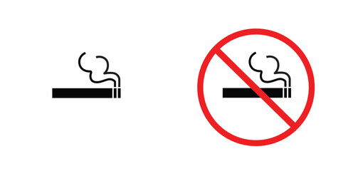 icon No Smoking black outline for web site design 
and mobile dark mode apps 
Vector illustration on a white background