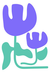 Groovy abstract flower. Organic doodle shapes in trendy naive retro hippie 60s 70s style. Contemporary poster and background. Floral botanic vector illustration