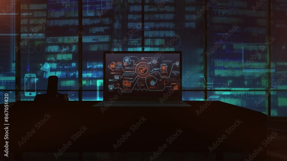 Poster animation of mobile presentation of financial analytics.