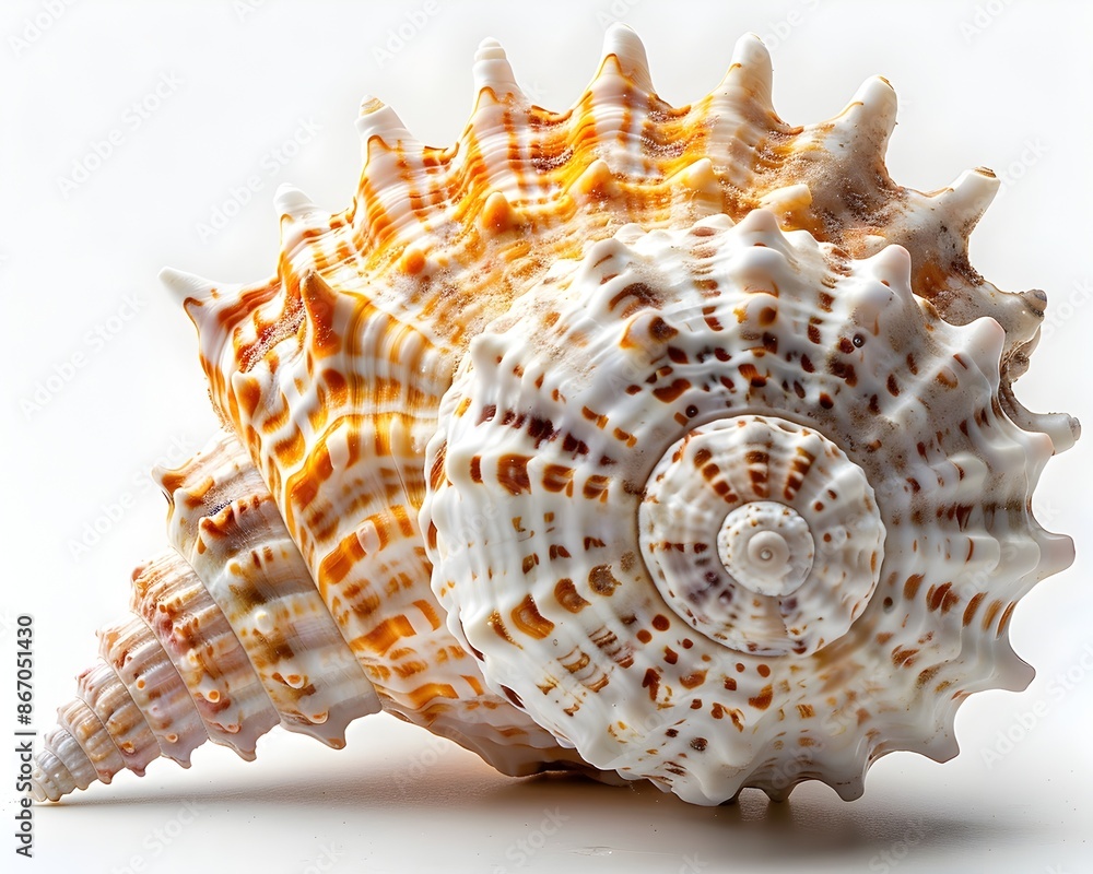 Poster intricate seashell textures and patterns on a white background