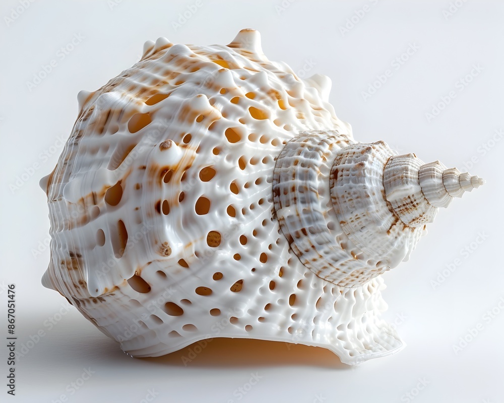 Aufkleber intricate textured seashell on white background with copy space