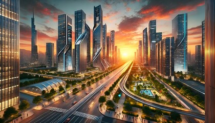 Obraz premium city skyline at night